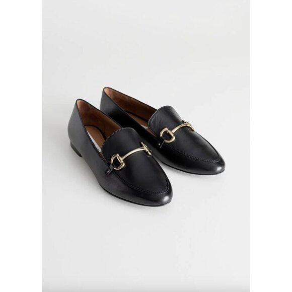 & OTHER STORIES Equestrian Buckle Loafers Black Womens Size 6 - Picture 1 of 9